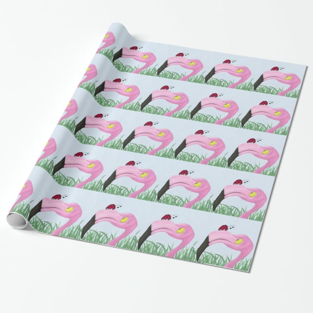 Söt Rosa Flamingo Presentpapper (Utrullad)
