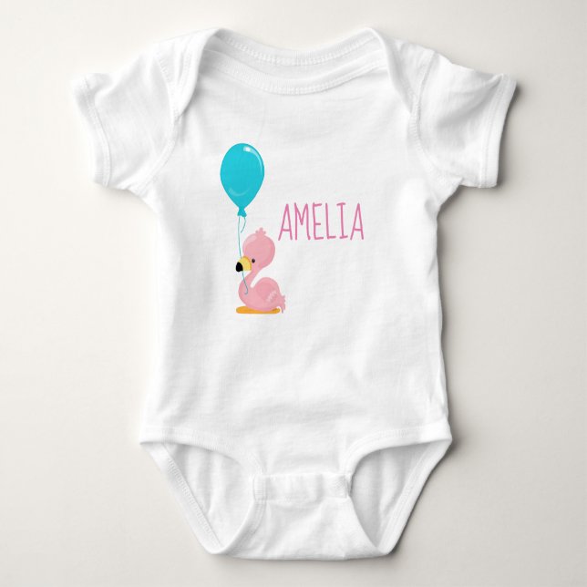 Söt Rosa Flamingo T Shirt (Framsida)