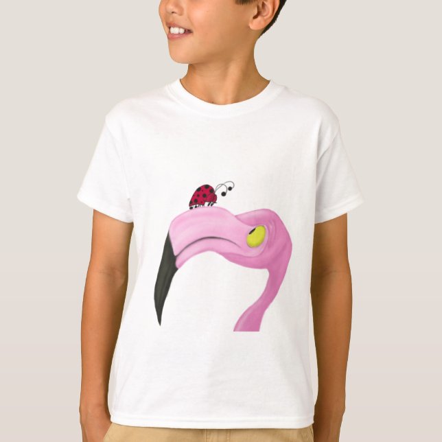 Söt Rosa Flamingo Tee Shirt (Framsida)