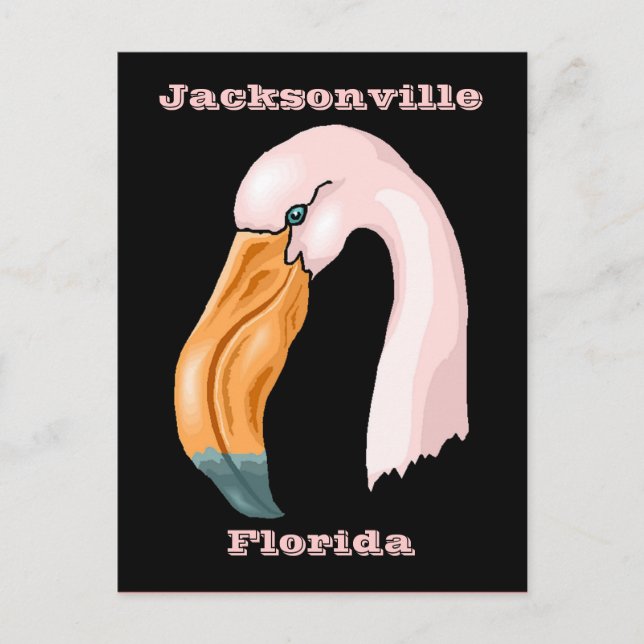 SÖT ROSA FLAMINGO TRAVEL SOUVENIR RESA POSTCARD VYKORT (Framsida)