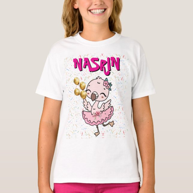 Söt rosa flamingoballerina   t shirt (Framsida)