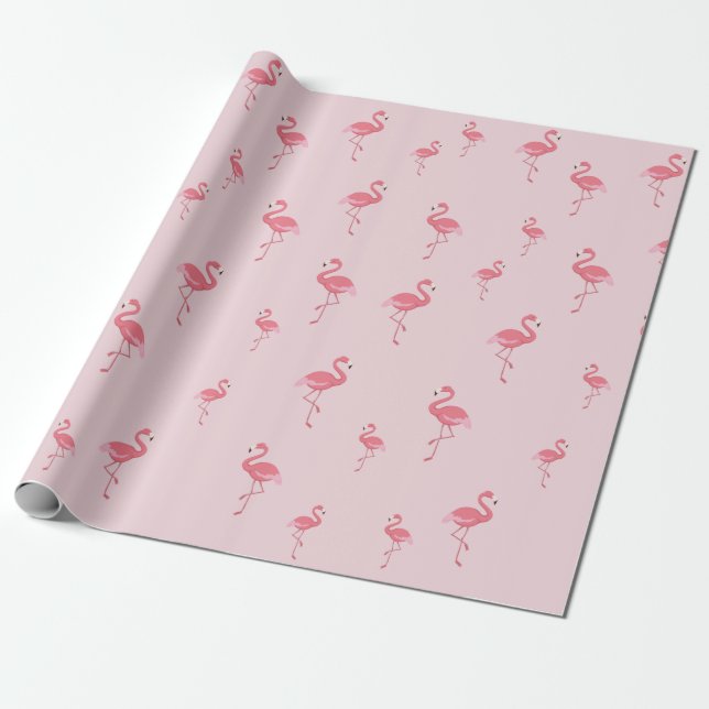 Söt rosa flamingos mönster presentpapper (Utrullad)