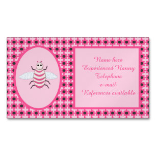 Söt Rosa Flicka Bee Anpassningsbar Nanny Magnetiska Visitkort