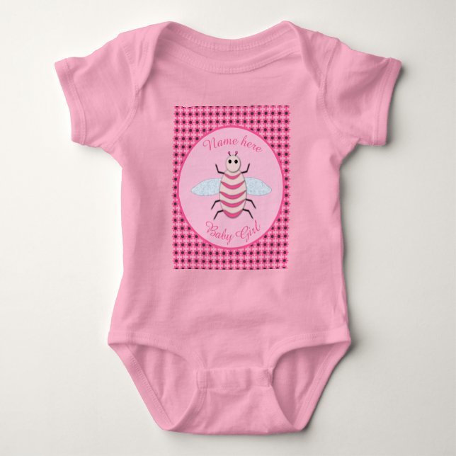 Söt Rosa Flicka Bee Anpassningsbar T Shirt (Framsida)