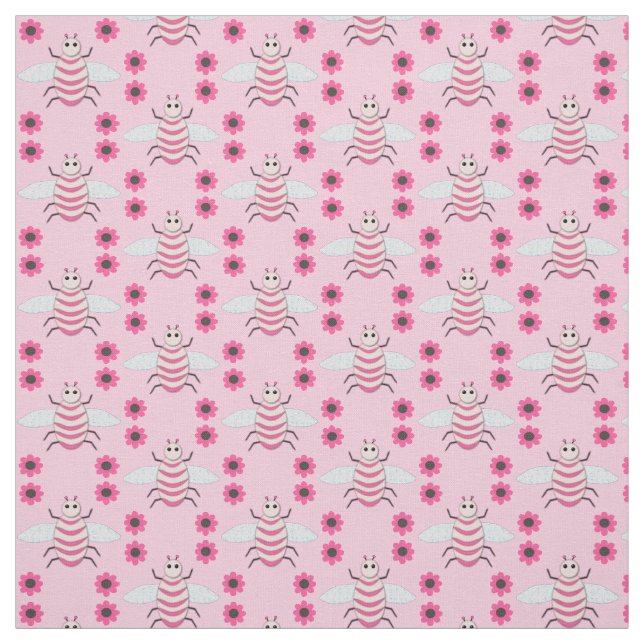 Söt Rosa Flicka Bee Tyg (Provkarta)