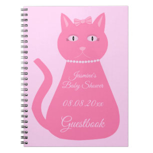 Söt Rosa Flicka Cat Anpassningsbar Baby Shower Anteckningsbok