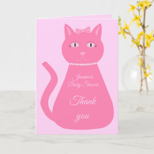 Söt rosa Flicka Cat Anpassningsbar Baby Shower Kort