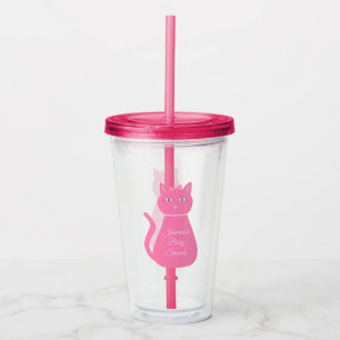 Söt Rosa Flicka Cat Anpassningsbar Baby Shower Take Away Mugg