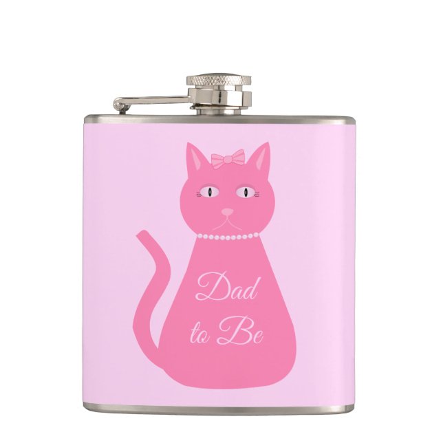 Söt Rosa Flicka Cat Anpassningsbar Pappa skall var Fickplunta (Framsidan)