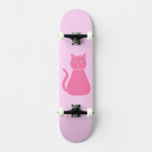 Söt Rosa Flicka Cat Mini Skateboard Bräda 18,5 Cm