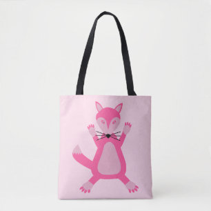 Söt Rosa Flicka Fox Dubbla Sida Skriv ut Tygkasse