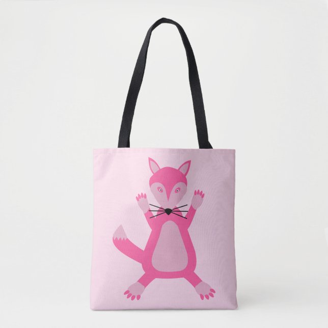 Söt Rosa Flicka Fox Dubbla Sida Skriv ut Tygkasse (Framsida)