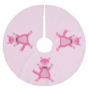 Söt Rosa Flicka Fox Julgransmatta Borstad Polyester
