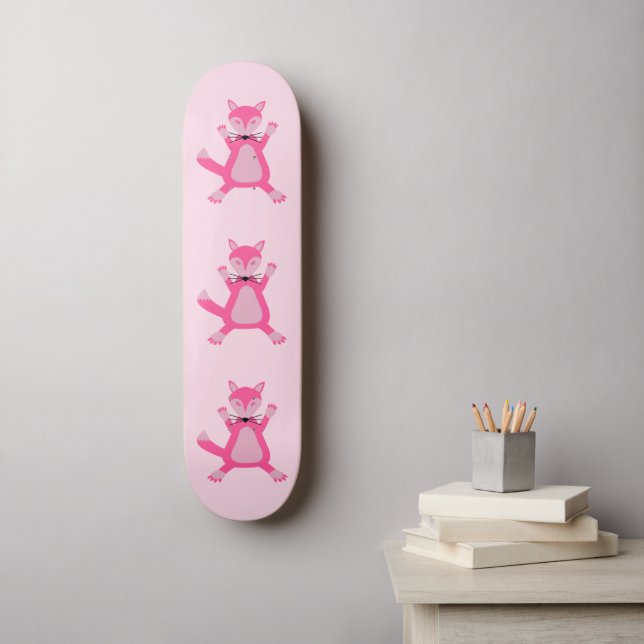Söt Rosa Flicka Fox Mini Skateboard Bräda 18,5 Cm (Väggkonst)