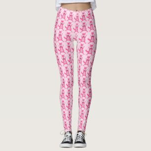 Söt Rosa Flicka Fox Patterned Leggings