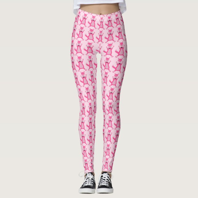 Söt Rosa Flicka Fox Patterned Leggings (Framsida)