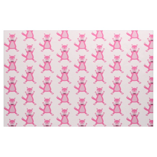 Söt Rosa Flicka Fox Patterned Tyg (Fat Quarter)