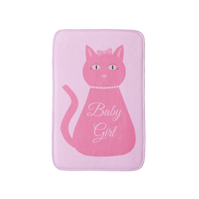 Söt Rosa Flicka Katt Anpassningsbar Badrumsmatta (Framsidan (Vertikal))