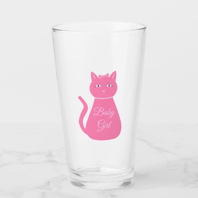 Söt Rosa Flicka Katt Anpassningsbar Glaskopp (Framsida)
