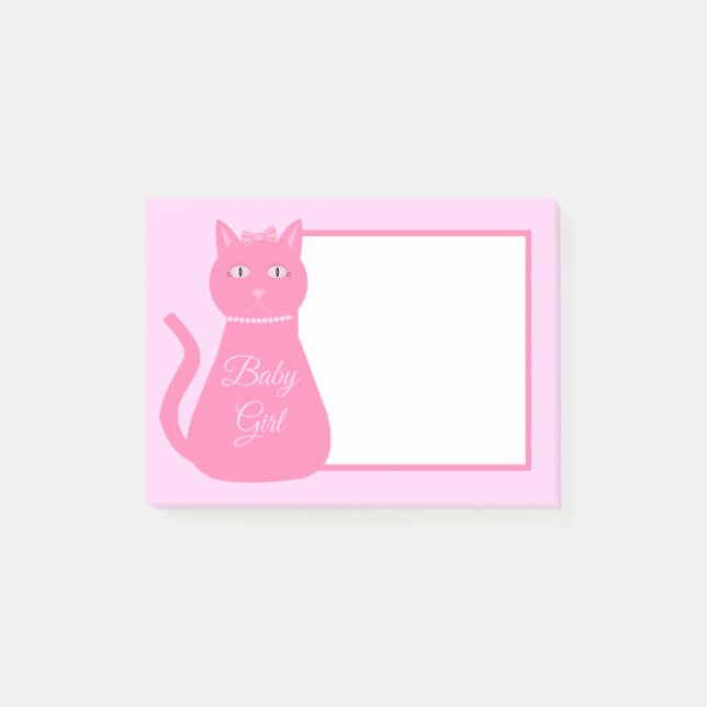 Söt Rosa Flicka Katt Anpassningsbar Post-it Block (Framsida)