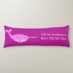 Söt Rosa Flicka Narwhal Anpassningsbar Birance Kroppskudde
