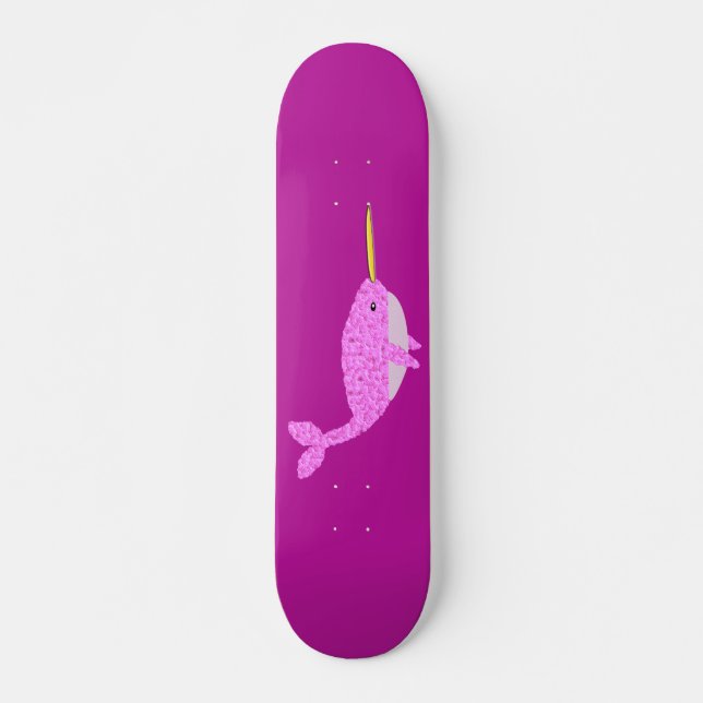 Söt Rosa Flicka Narwhal Mini Skateboard Bräda 18,5 Cm (Framsida)