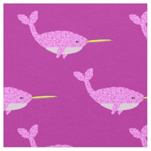 Söt Rosa Flicka Narwhal Patternal Tyg