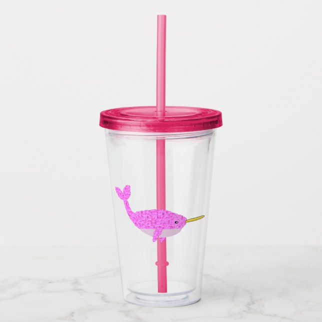 Söt Rosa Flicka Narwhal Take Away Mugg (Framsida)