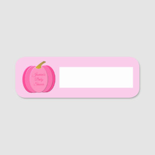 Söt Rosa Flicka Pumpkin Anpassningsbar Baby Shower Namnbricka