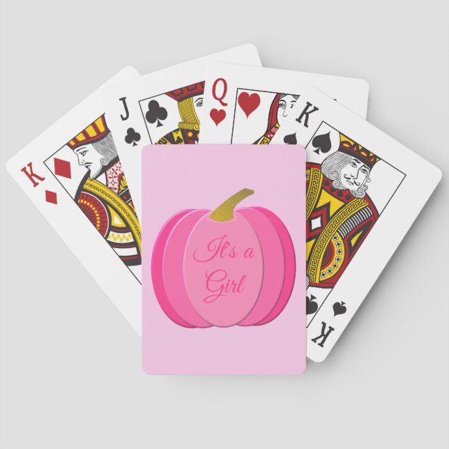 Söt Rosa Flicka Pumpkin Anpassningsbar Casinokort (Baksidan)
