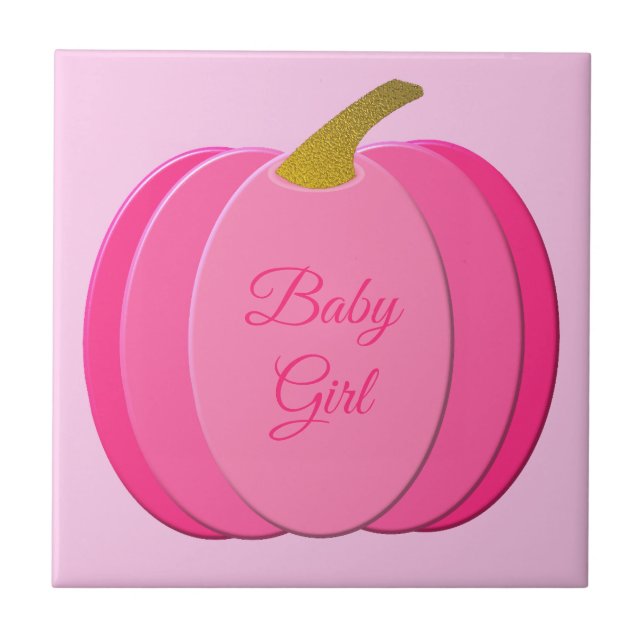 Söt Rosa Flicka Pumpkin Anpassningsbar Kakelplatta (Framsidan)