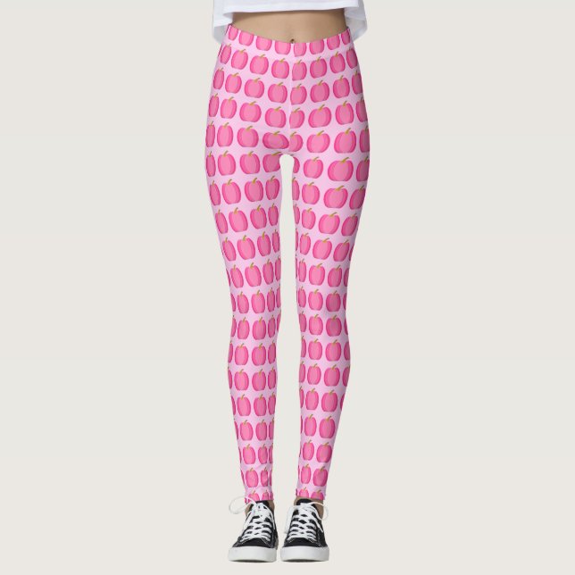 Söt Rosa Flicka Pumpkin Patterned Leggings (Framsida)