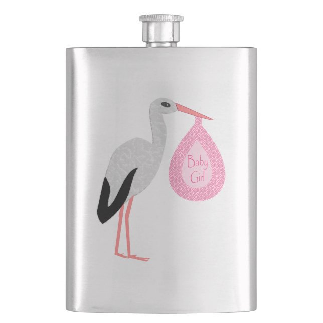 Söt Rosa Flicka Stork Fickplunta (Framsidan)