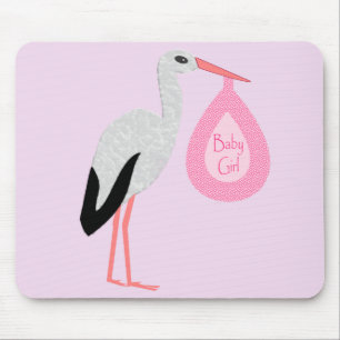 Söt Rosa Flicka Stork Musmatta