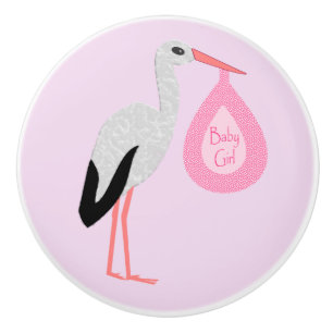 Söt Rosa Flicka Stork Nursery Knopp