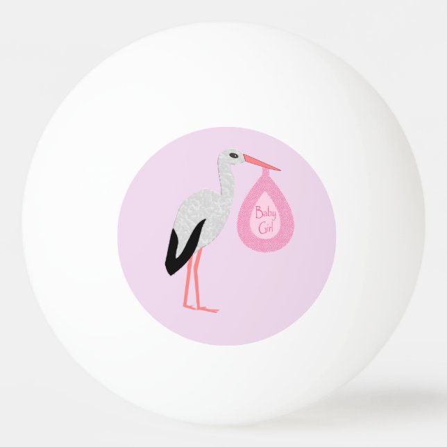 Söt Rosa Flicka Stork Pingisboll (Framsidan)