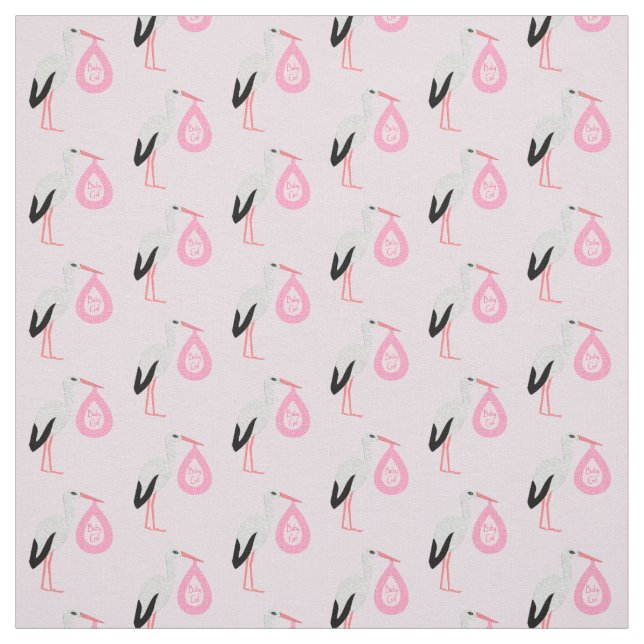 Söt Rosa Flicka Stork Tyg (Provkarta)