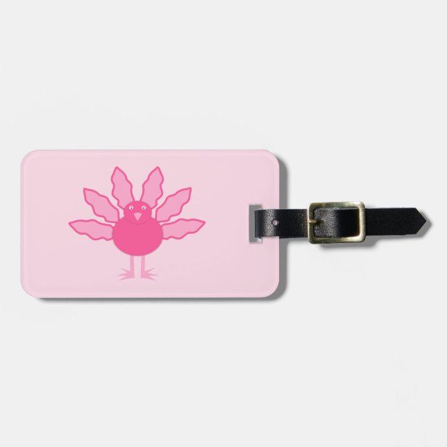 Söt Rosa Flicka Thanksgiving Turkiet Anpassningsba Bagagebricka (Horisontell Framsida)