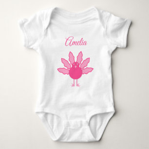 Söt Rosa Flicka Thanksgiving Turkiet Anpassningsba T Shirt