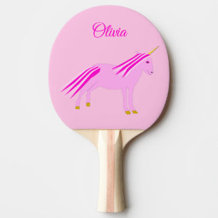 Söt Rosa Flicka Unicorn Anpassningsbar Pingisracket
