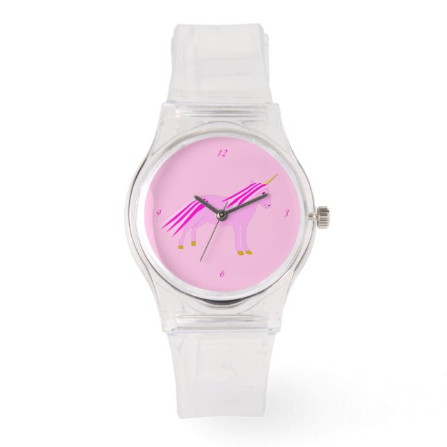 Söt Rosa Flicka Unicorn Armbandsur (Framsida)