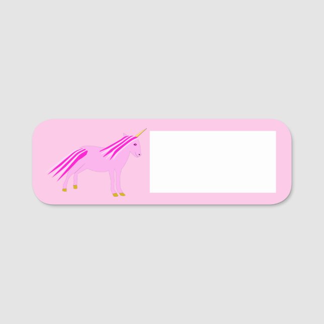 Söt Rosa Flicka Unicorn Namnbricka (Framsida)