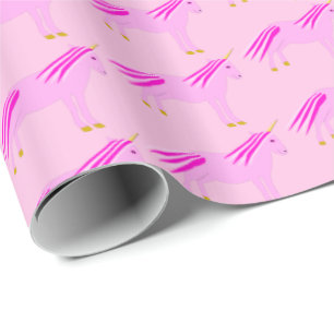 Söt Rosa Flicka Unicorn Patterned Presentpapper