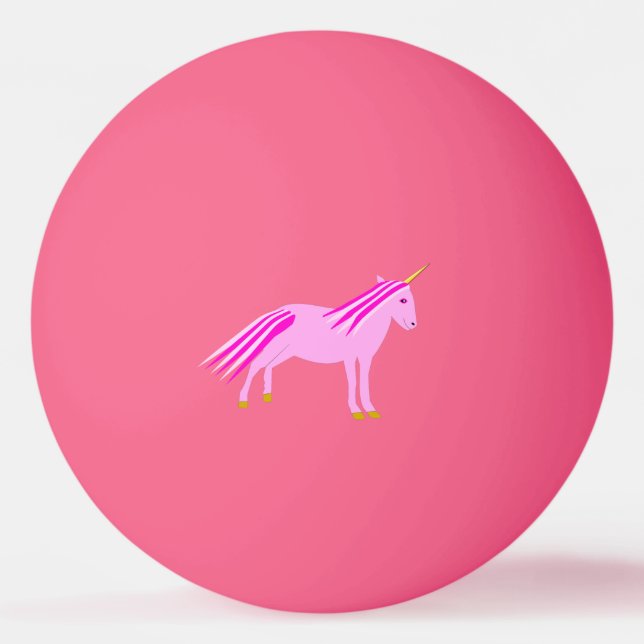 Söt Rosa Flicka Unicorn Pingisboll (Framsidan)