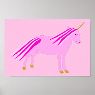 Söt Rosa Flicka Unicorn Poster