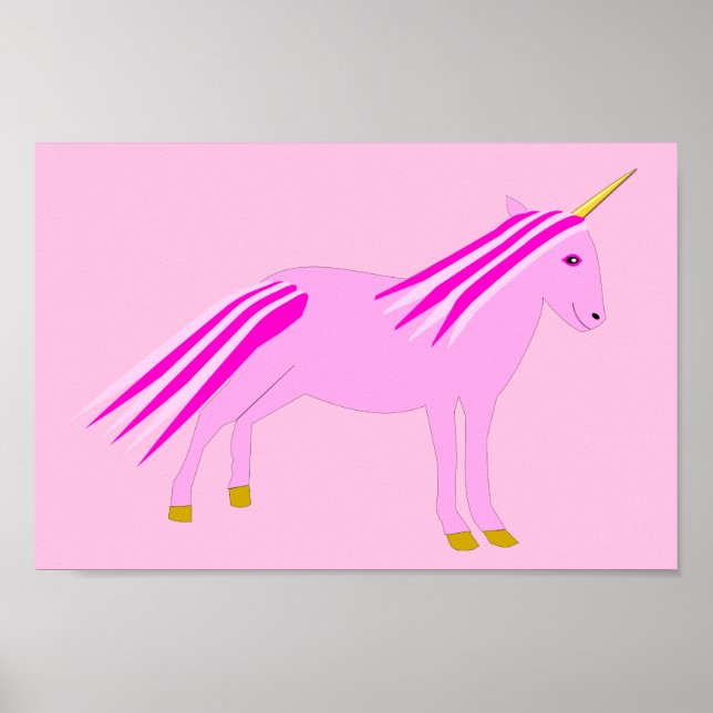 Söt Rosa Flicka Unicorn Poster (Framsidan)