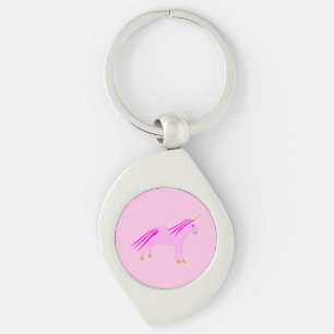 Söt Rosa Flicka Unicorn Swirl Silverfärgad Nyckelring