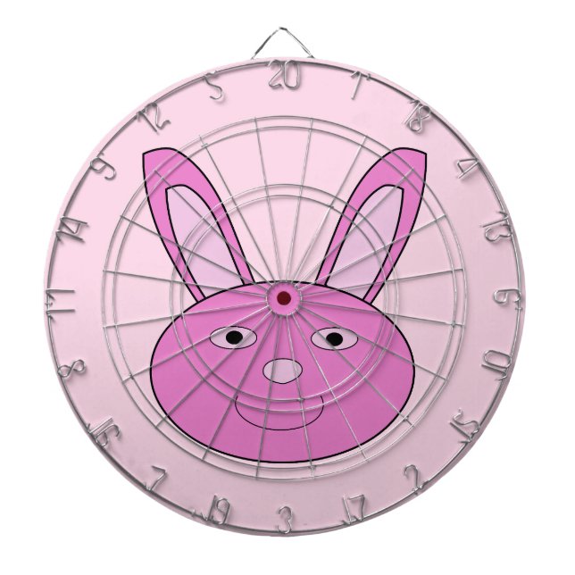 Söt Rosa Flickig Kanin Ansikte Vår Påsk Darttavla (Framsidan)