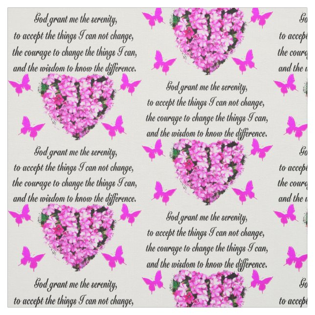 SÖT ROSA FLOWER AND BUTTERFLY SERENITY PRAYER TYG (Provkarta)