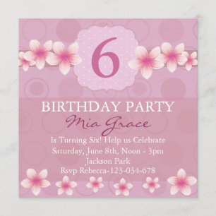 Söt Rosa Flower Birthday Inbjudan